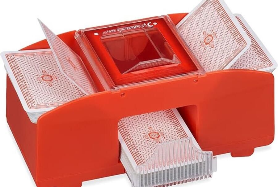Ektrische Kaartenschudder – Kaartenschudmachine – Automatische Kaartschudder Speelkaarten – Op 4 AA Batterijen – ABS – Cardshuffler – Rood