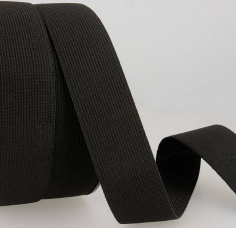 Elastiek zacht plat zwart 20mm breedte 1 meter stevige rek