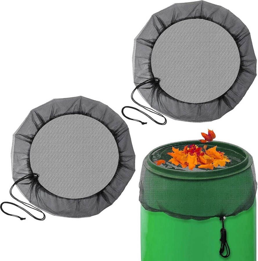 Elastische verstelbare muggennet voor regenton bescherming tegen bladeren steekmuggen en insecten 80 cm 2 stuks