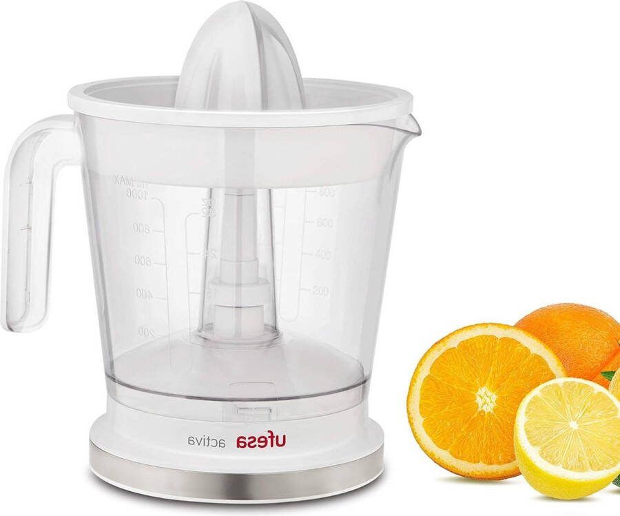 Electric Citrus Juicer 1 L Juice Container 40 W Stainless Steel Filter Dishwasher Safe White Red BPA Free