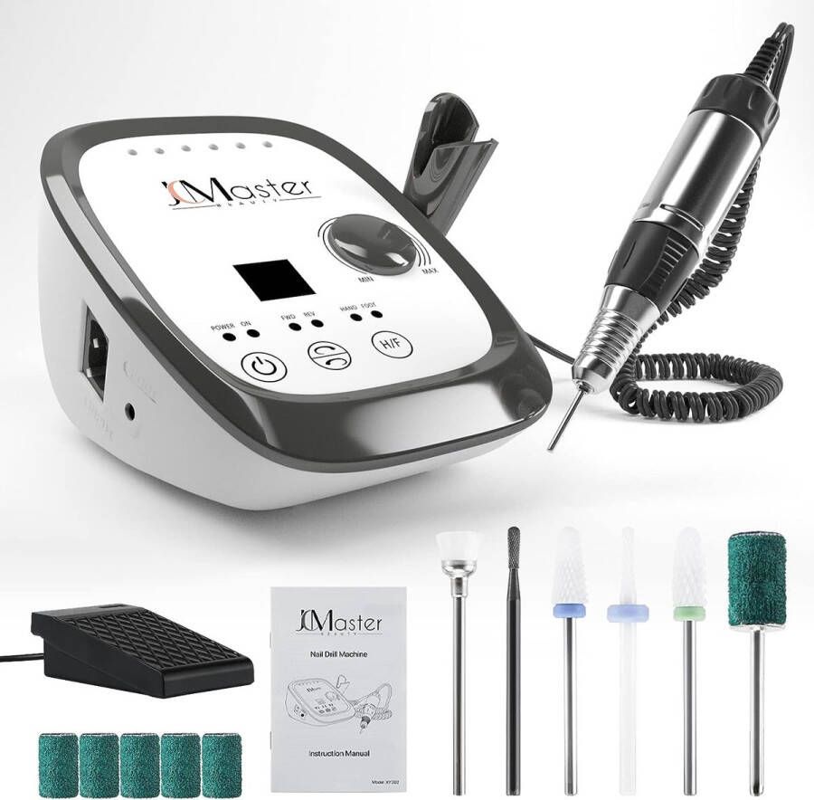 Electric Nail File Nagelfrees freesnagels max. 35.000 omw min elektrische nagelvijl met voetpedaal voor gelnagels acrylnagels elektrische nagelfrees voor nagelstudio thuis incl. 6 bits(