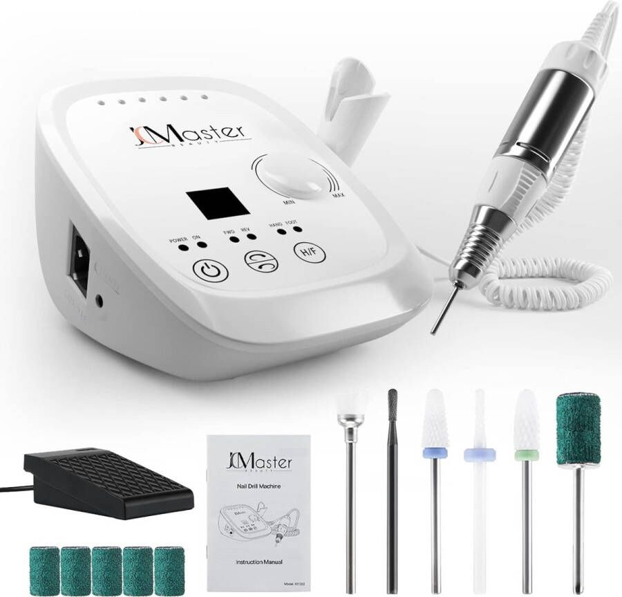 Electric Nail File Nagelfrees freesnagels max. 35.000 omw min elektrische nagelvijl met voetpedaal voor gelnagels acrylnagels elektrische nagelfrees voor nagelstudio thuis incl. 6 bits