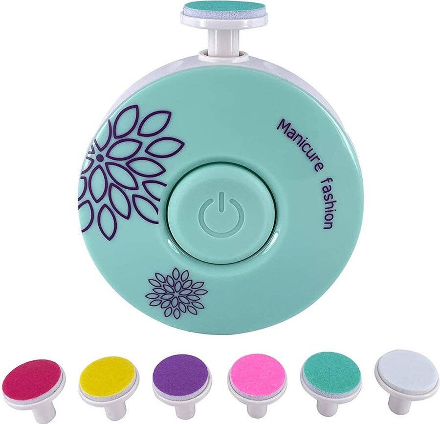 Electrische Baby Nagelvijl 6 Vijlen Incl. Batterij Baby Nagelknipper Manicureset Baby Nagelschaartje Mint Groen