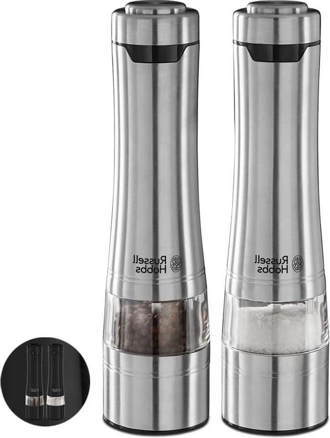 Classics Peper- en Zoutmolen Set Elektrische Keramische Maalmolens Verlichte Voet RVS 23460-56