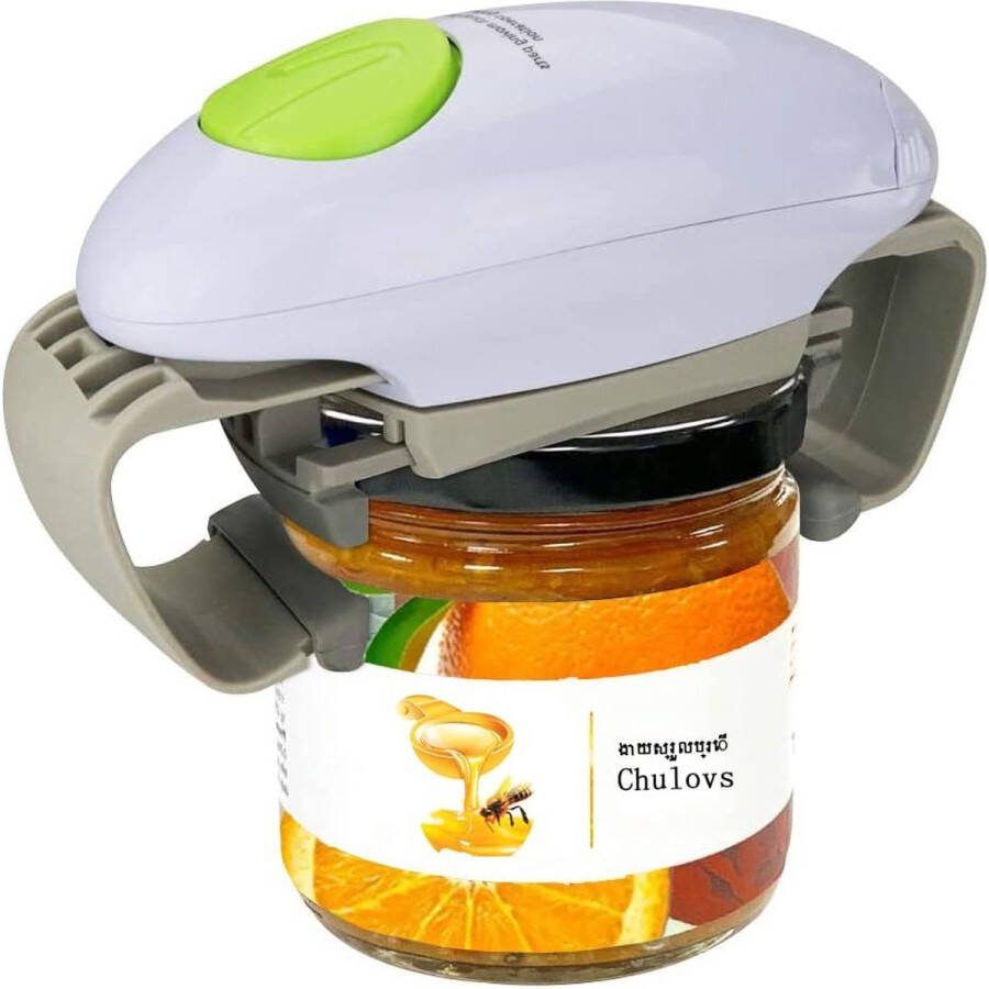 Electrische pot opener Automatisch Keuken Gadget Handsfree Opent een breed scala aan potmaten Energiezuinig Compact Wit grijs