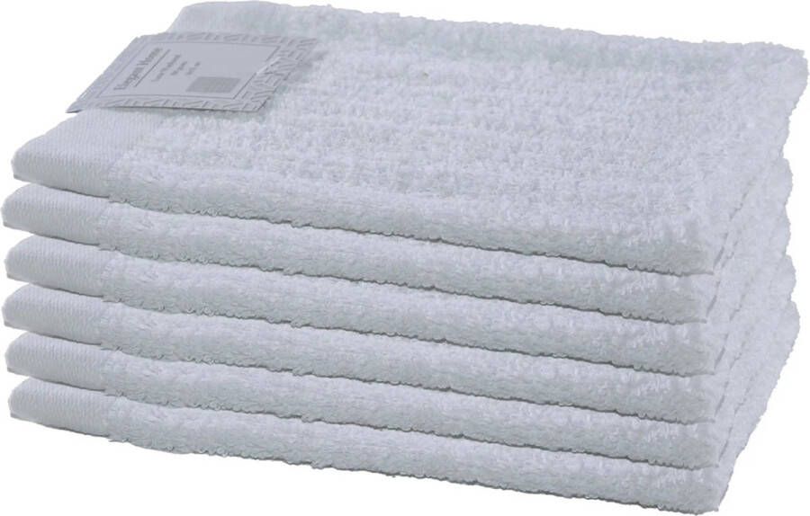 Elegant Home Washandjes 6 stuks wit