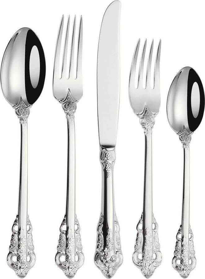 Elegante bestekset voor 4 personen 20 stuks 18 10 gepolijst roestvrij staal glanzend fijn zilver bestek en vaatwasmachinebestendig