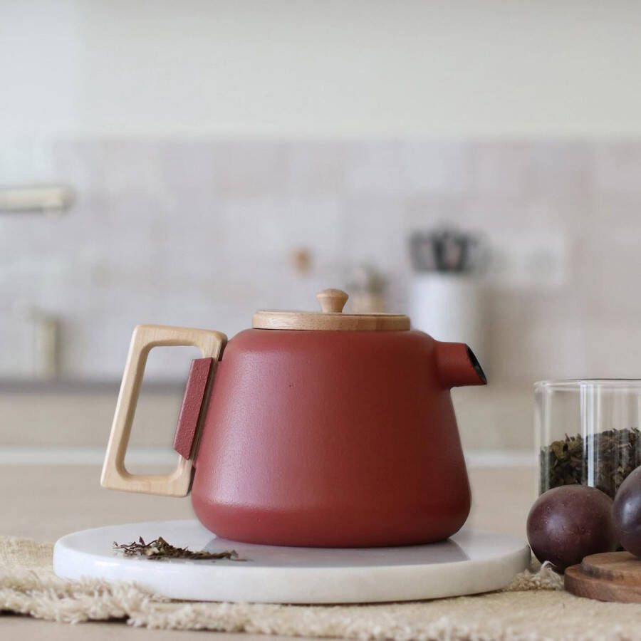 Elegante gietijzeren Theepot 1 liter Paprika