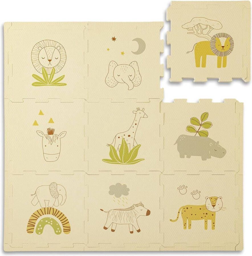 Elegante puzzelmat voor baby's 09 x 09 m 9 panelen dieren speelmat 20% dikker recyclebaar niet giftig geurloos play mat baby