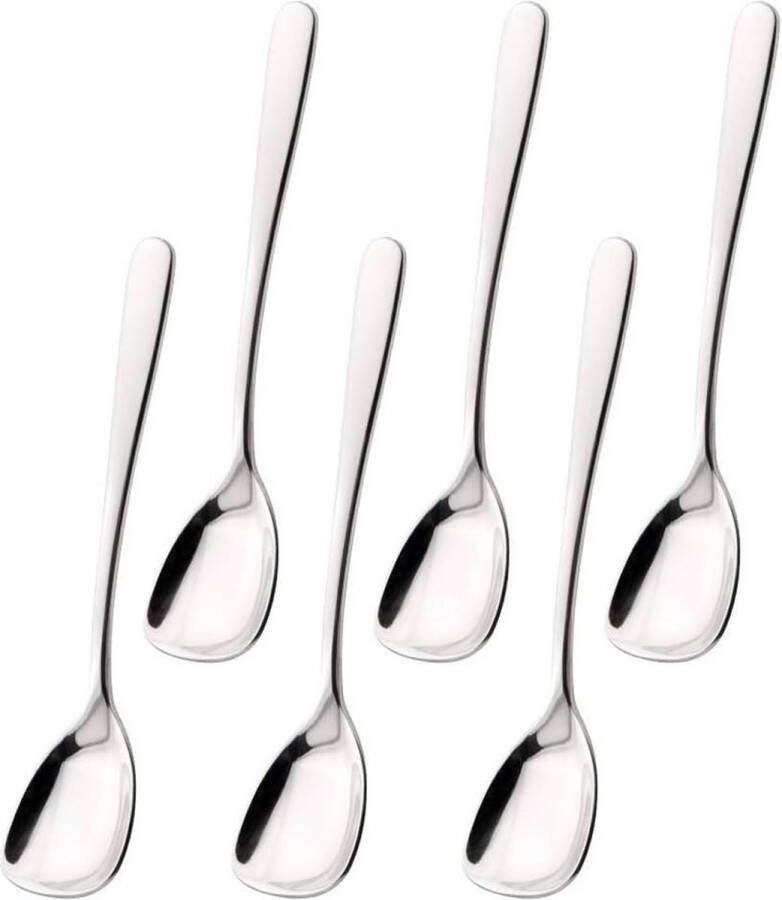 Elegante RVS Dessertlepels voor Koffie Thee IJs en Cake – Set van 6