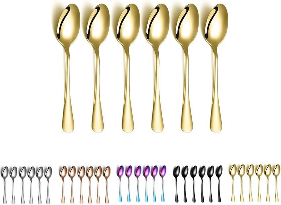 Elegante Set van 6 Gouden Koffielepels van Hoogwaardig Roestvrij Staal