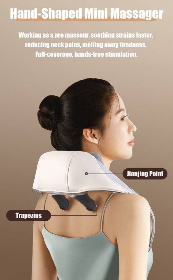 Elektrisch Nekmassage Apparaat Massagekussen Slimme Nek en Schouder Massager Rug Draadloos Oplaadbaar Shiatsu Verwarmd