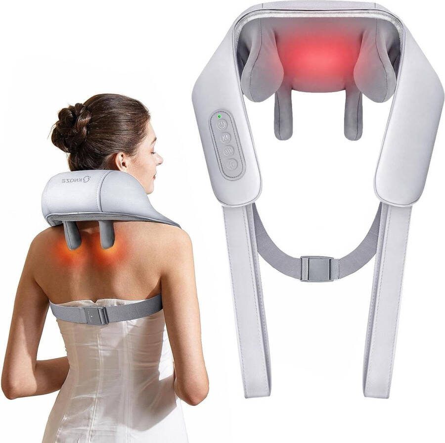 Elektrisch nekmassageapparaat met warmte diepweefsel 4D expert-kneedmassage draadloos shiatsu- nek- en rugmassagekussen voor verlichting nek- schouder- en beenpijn massage matras