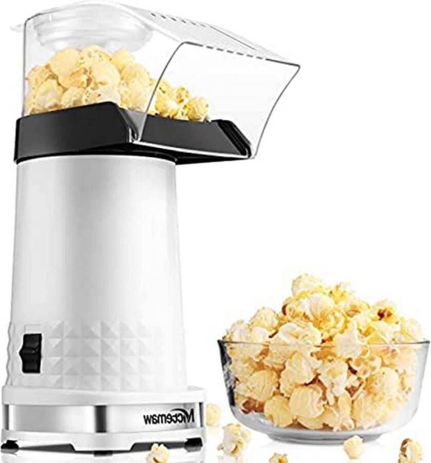 Elektrisch Popcornapparaat 1200 W Maatbeker en afneembaar deksel Hete lucht popcornmaker Geen witte olie nodig popcorn bowl