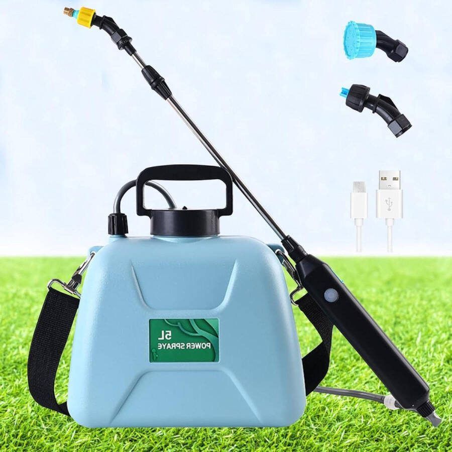 Elektrisch sproeiapparaat 5 L draadloos verstelbaar USB oplaadbaar drukspuit voor tuin en autowassen
