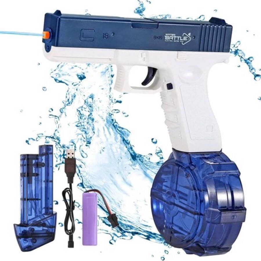 Elektrisch Waterpistool Automatisch Waterpistool Automatische Toevoer van Water Glock Waterglock speelgoed Aquablaster Blauw