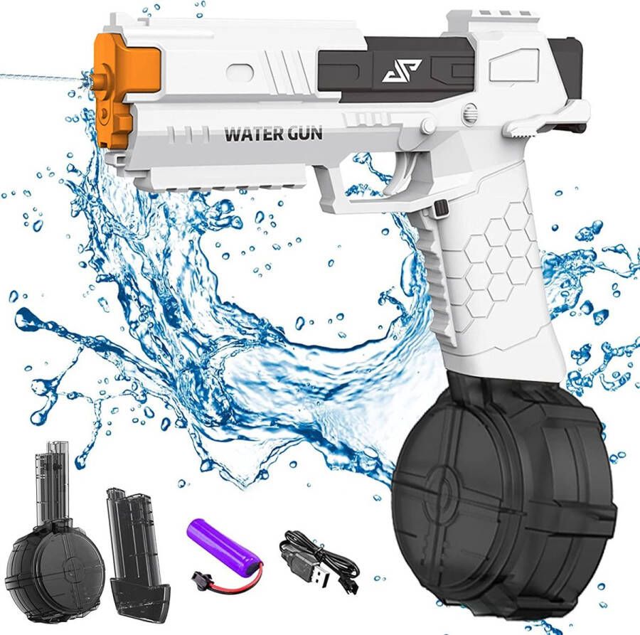 Elektrisch waterpistool Groot en Klein reservoir kleur wit Waterpistool elektrisch Automatisch Waterpistool Water Glock Waterglock speelgoed Aquablaster