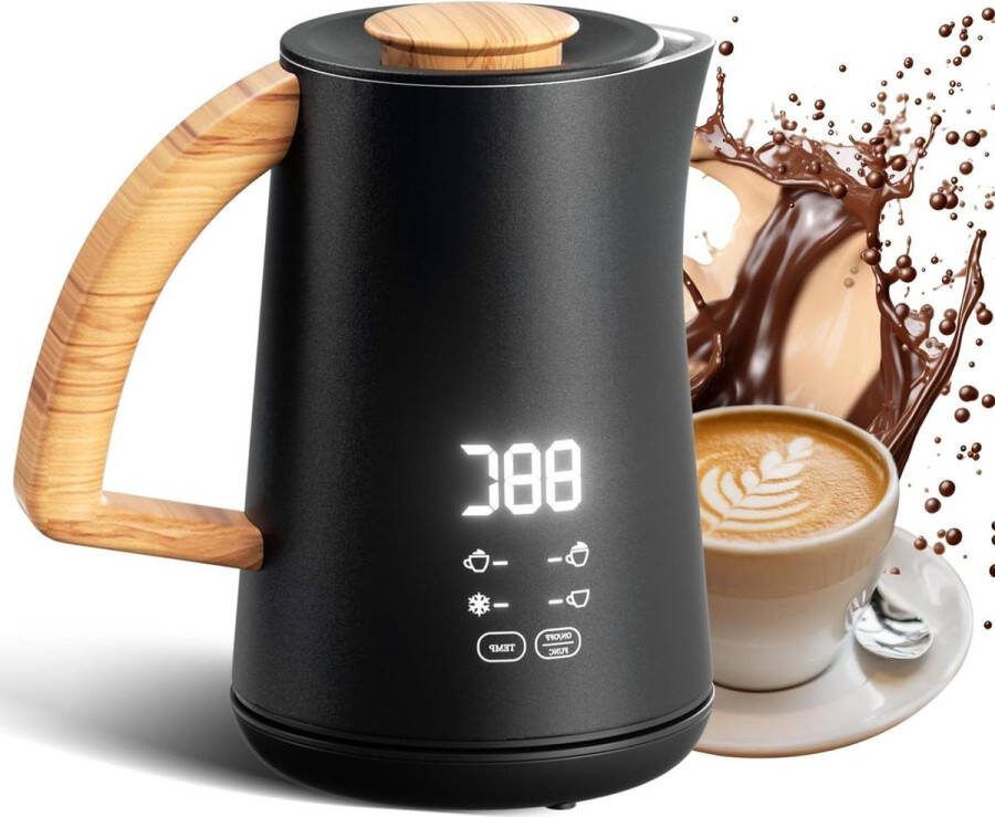 Elektrische 4-in-1 melkopschuimer warm koud melkschuim automatische uitschakeling 290 ml 500 ml melkwarmer melkreservoir (zwart)