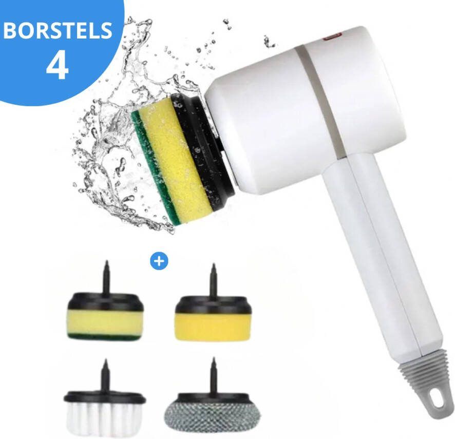 Elektrische Afwasborstel Reinigingsborstel Multifunctionele Afwas Usb Oplaadbare Elektrische Roterende Scrub Borstel Huishoudelijke Apparaat Schoonmaak Afwas Gadget Slim Gemakkelijk Afwassen Wit