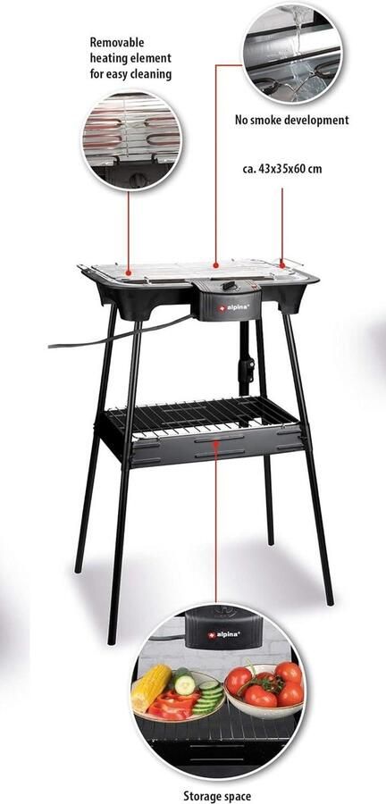 Elektrische BBQ 2-in-1 2000W met Timer Rookvrije Barbecue