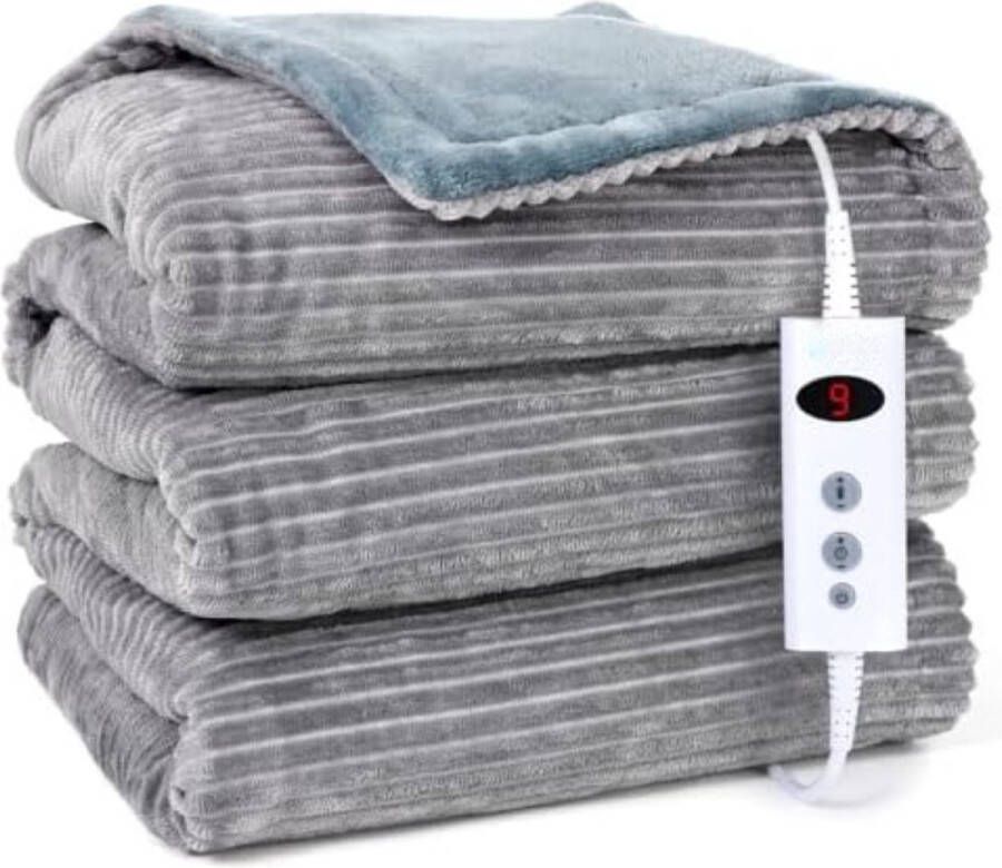 Elektrische bovendeken 1 persoons Electrische bovendeken 1 persoons Elektrische knuffeldeken Elektrische fleece deken 180x130cm Grijs