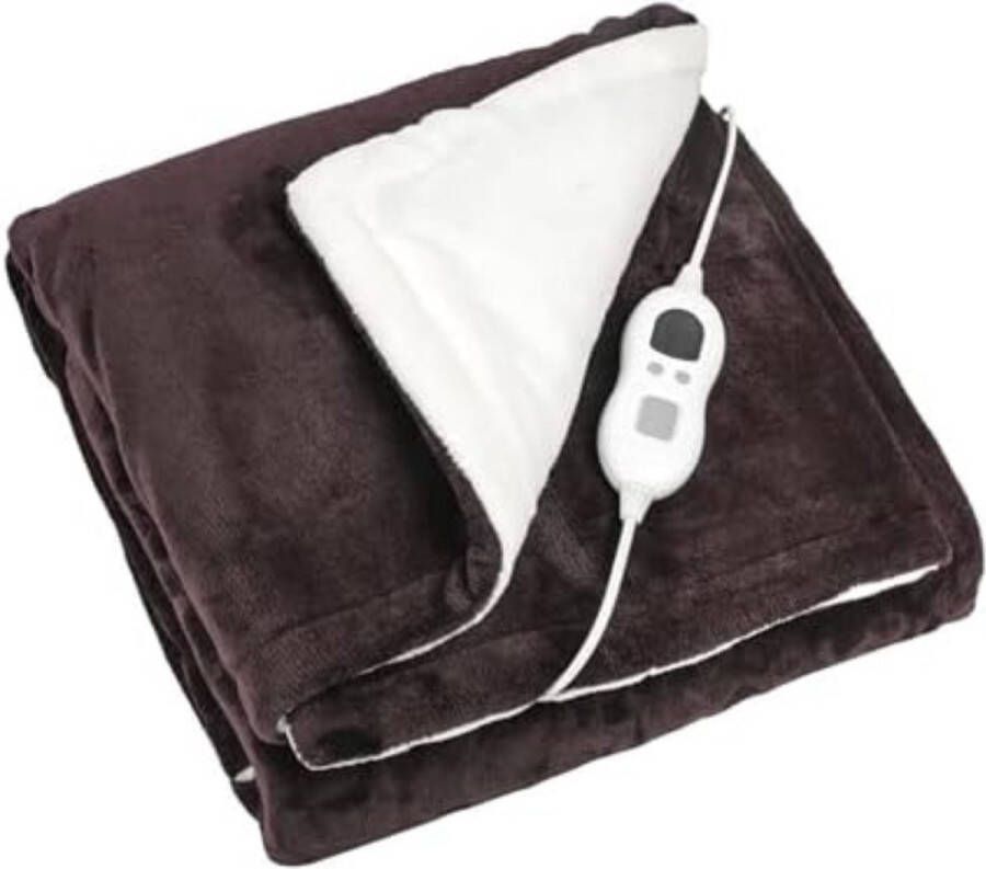 Elektrische bovendeken 1 persoons Electrische bovendeken 1 persoons Elektrische knuffeldeken Elektrische fleece deken 160x120 cm Bruin