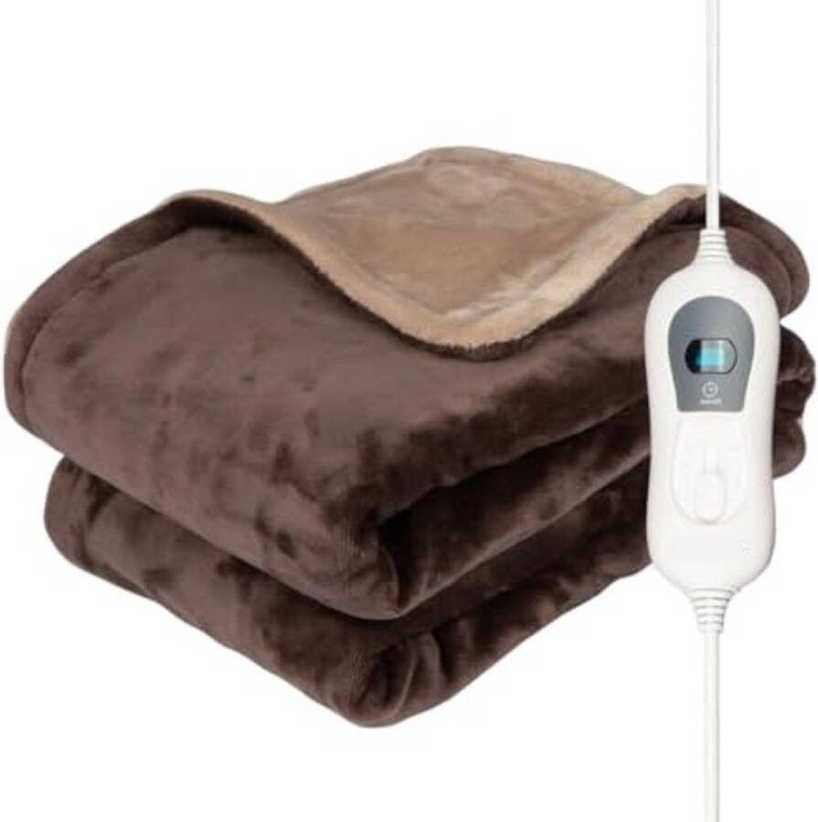 Elektrische bovendeken 1 persoons Electrische bovendeken 1 persoons Elektrische knuffeldeken Elektrische fleece deken Kastanjebruin 160x120cm