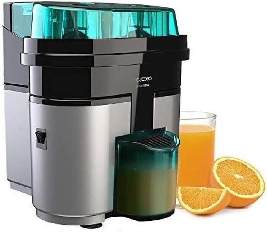 Elektrische Citruspers EssentialVita Twice Black Dubbele Perskegel Ingebouwde Citrussnijder 90 W 500 ml citruspers