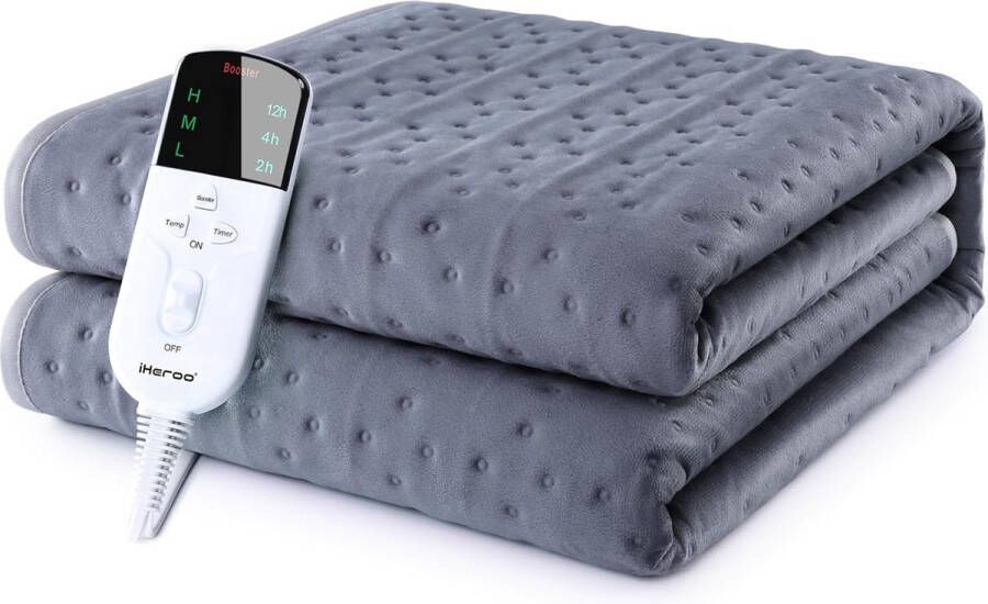 Elektrische deken 160 x 130 cm behaaglijk flanel warmtedeken met elektronische temperatuurregeling elektrische deken met automatische uitschakeling 3 temperatuurniveaus en 3 timers