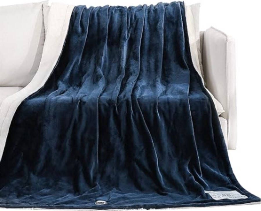 Elektrische Deken Met Afstandsbediening Beddeken Fleece 180 x 130 cm 4 Temperatuurstanden Blauw