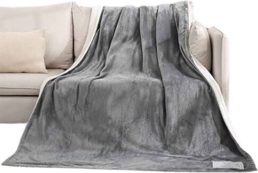 Elektrische Deken Met Afstandsbediening Beddeken Fleece 180 x 130 cm 4 Temperatuurstanden Zilver Grijs