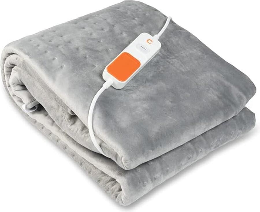 Elektrische Deken Met Afstandsbediening Beddeken Fleece 90 x 200 cm Grijs