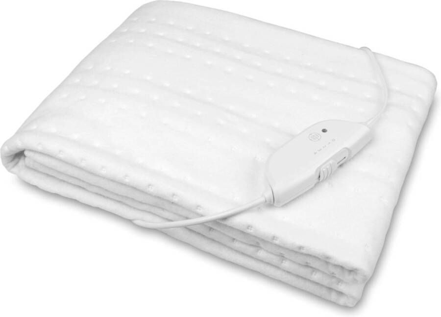Elektrische Deken Met Afstandsbediening Beddeken Katoen 150 x 80 cm 4 Temperatuurstanden Wit