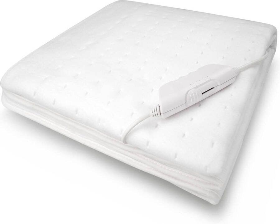 Elektrische Deken Met Afstandsbediening Beddeken Katoen 150 x 80 cm 6 Temperatuurstanden Wit