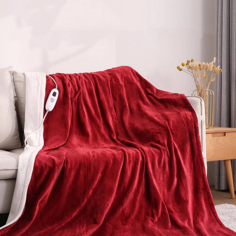 Elektrische deken met automatische uitschakeling 130 × 180 cm 4 temperatuurniveaus en automatische uitschakeltimer van 6 uur warme flanellen deken snelle verwarming wasbaar in de machine