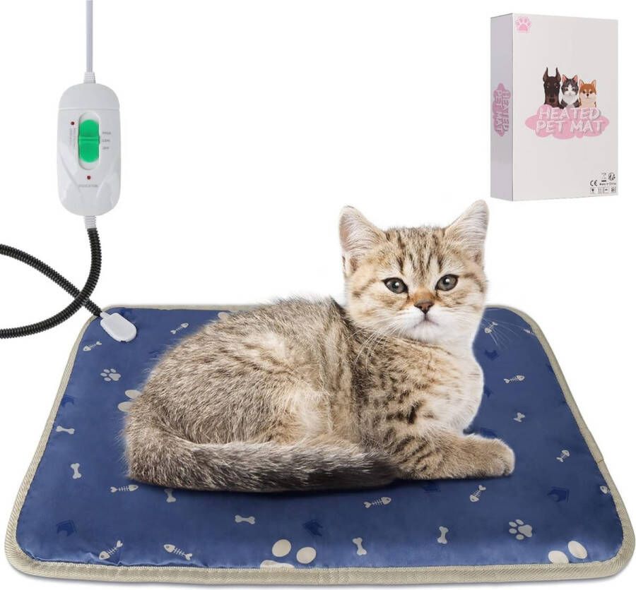 Elektrische deken voor dieren 70-45 CM verwarmingskussen voor honden en katten met timer en temperatuurclassificatie