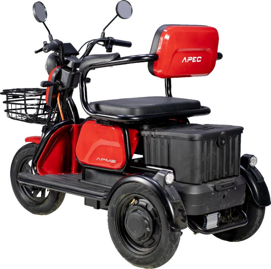 Elektrische driewieler 1000 W motor 2-3 zitplaatsen APM2 rood Bereik tot 36 km