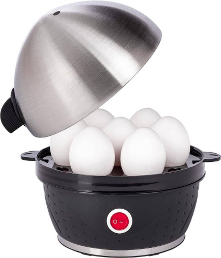 Elektrische Eierkoker Voor 7 Eieren 380W Geluidssignaal Controlelampje Maatbeker Met Prikapparaat Geïntegreerde Oververhittingsbeveiliging Zwart