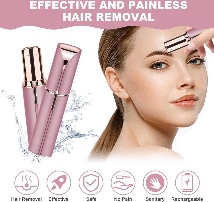 Elektrische Facial Hair Remover voor Dames Professional Face Hair Trimmer met Ledlicht Oplaadbare Wenkbrauwtrimmer Painless Face Hair Trimmer voor Snelle en Zachte Scheerbeurt Bovenlip Kin en Wangen Haar