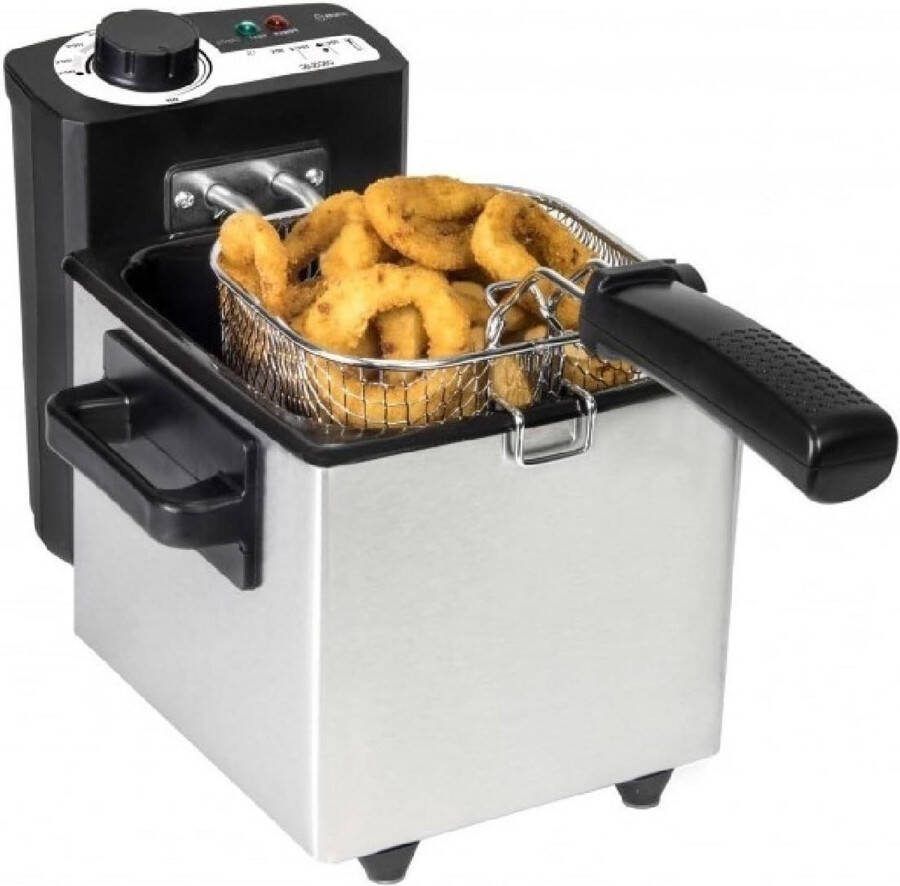 Elektrische friteuse Inhoud 15 l Temperatuur tot 190ºC Vaatwasmachinebestendig Emmer oliereiniger Filter Houdt olie schoon 1000W