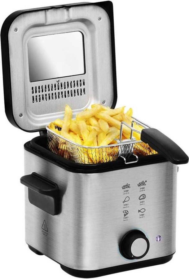Elektrische friteuse olie-friteuse CleanFry Infinity 1500 15 liter inhoud 900 W vermogen Antiaanbakemmer OlieCleanFilter Bedieningsvenster