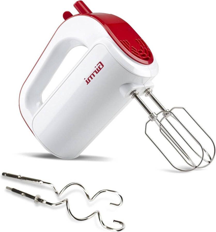 Elektrische handmixer 170 W garde van roestvrij staal room kloppen eiwitten turbo-functie haak zoet zoutdeeg 5 snelheden wit rood