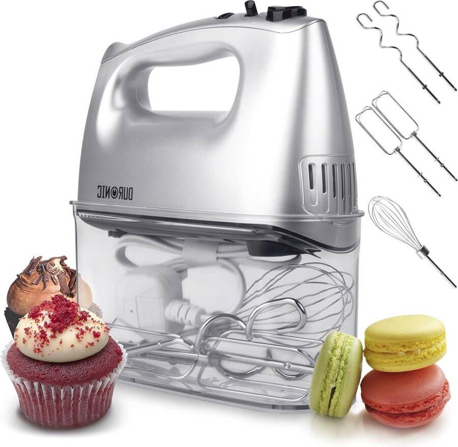 Elektrische Handmixer 400 W 5 Snelheden Inclusief Accessoirehouder Mixer Haak en Garde Ideaal voor Taart Cake Crèmes Gebak