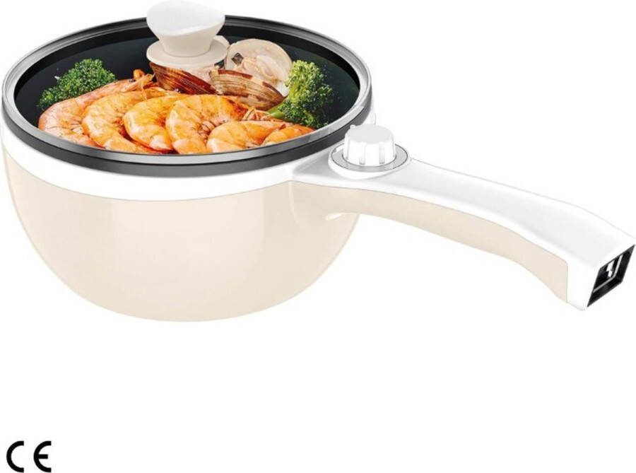 Elektrische Hot Pot Pan 1.6L Draagbare Multicooker voor Soep Noedels Pasta Eieren 250W 600W Anti-aanbaklaag Zwart