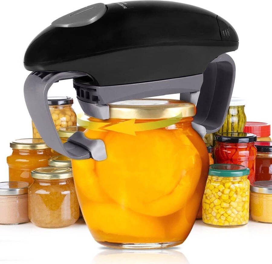 Elektrische Jar Opener Automatische potopener Keukengadget De handsfree flesopener voor vrouwen Voor senioren met artritis Zwakke handen met minder moeite om te openen Restaurant Elektrische Blikopener（zwart）