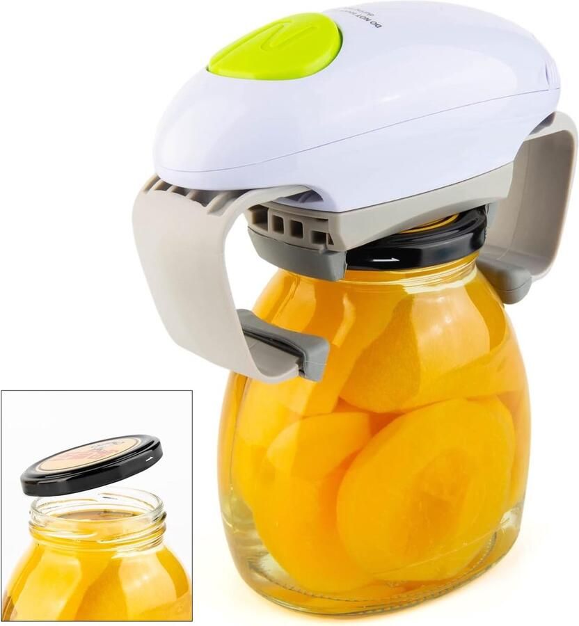 Elektrische Jar Opener Automatische potopener Keukengadget De handsfree flesopener voor vrouwen Voor senioren met artritis Zwakke handen met minder moeite om te openen Restaurant Elektrische Blikopener（Wit）