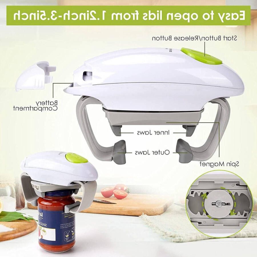 Elektrische Jar Opener Sterke Automatische Keuken Gadget voor Nieuwe Verzegelde Potten Wit potten opener