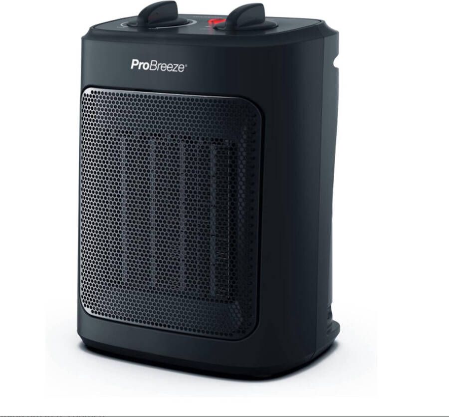 Elektrische Kachel 2000W Overbehittingsbeveiling & Kantelbeveiliging Snelle Keramische Kachel met 3 Warmtestanden Ventilator Stand Regelbare Thermostaat Zwart