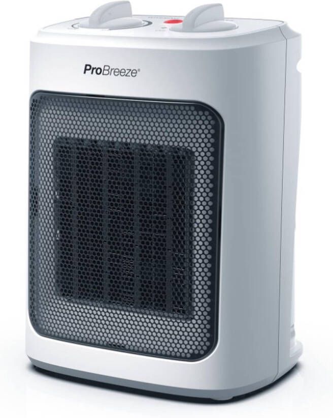 Elektrische Kachel 2000W Overbehittingsbeveiling & Kantelbeveiliging Snelle Keramische Kachel met 3 Warmtestanden Ventilator Stand Regelbare Thermostaat Wit