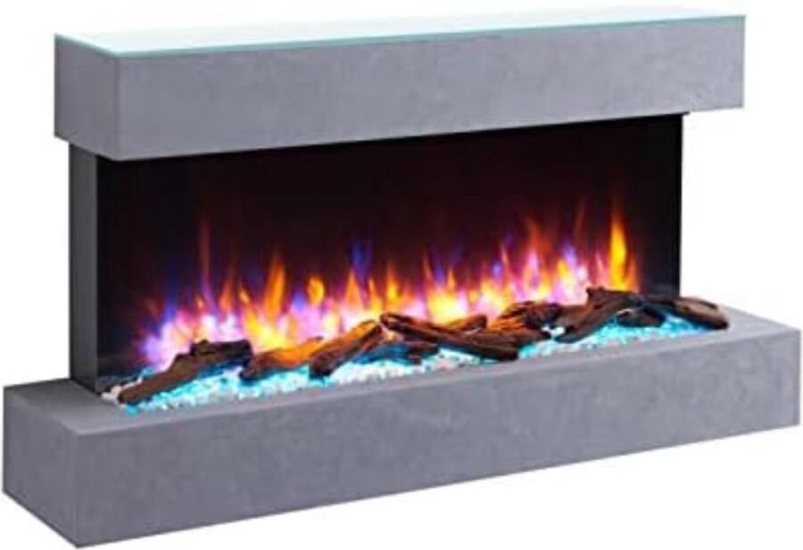 Elektrische kachel sfeerhaard Elektrische kachel sfeer haard 25D x 110B x 57 3H cm 2000W Met glazen afdekking Grijs